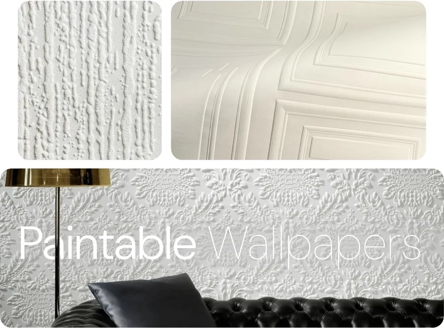 White paintable 3D wallpaper